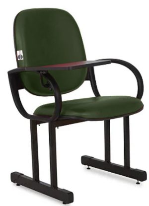 01 Cadeira Escolar para Auditório e Escolas com Prancheta Linha Dallas Auditório Verde