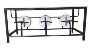 Mesa para Refeitório de 1,80 Metros para 06 lugares com Assento Rebativel Linha Romana Cinza