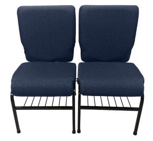 02 Cadeiras para Igrejas c/ Porta Biblía e Porta Cálice Azul