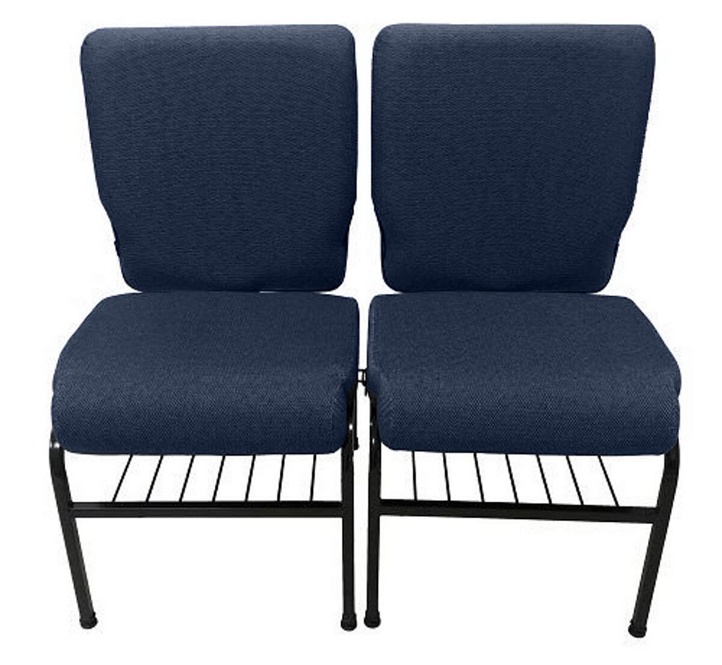 02 Cadeiras para Igrejas c/ Porta Biblía e Porta Cálice Azul