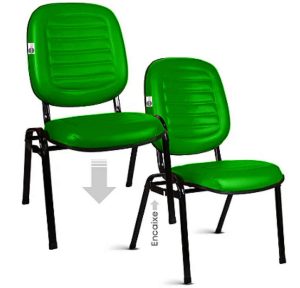 02 Cadeiras Empilhável para Igrejas Evangélicas Linha Holy Verde