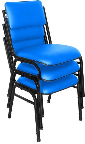 Kit com 3 Cadeiras para Auditórios Linha Hotel Smart Azul