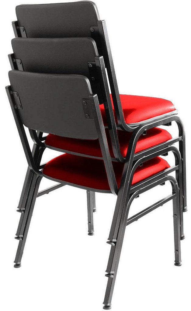 Kit com 3 Cadeiras para Auditórios Linha Hotel Smart Vermelho - Imagem 2