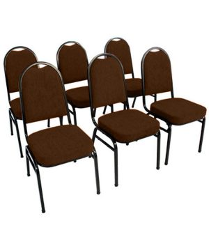 Kit com 6 Cadeiras para Auditórios Linha Hotel Marrom