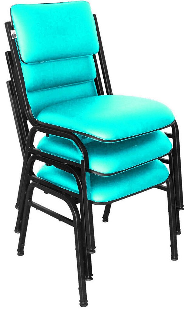 Kit com 3 Cadeiras para Auditórios Linha Hotel Smart Verde