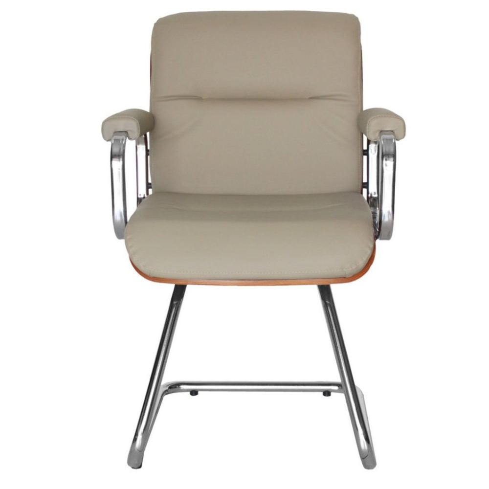 Cadeira Original Eames Diretor Fixa Linha Capa em Madeira Bege - Imagem 2