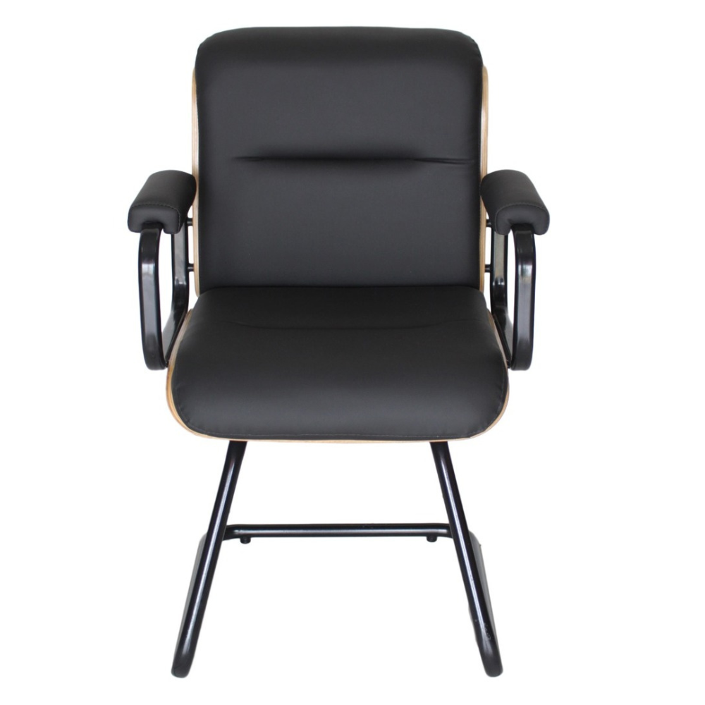 Cadeira Original Eames Diretor Fixa Linha Capa em Madeira Preto - Imagem 2