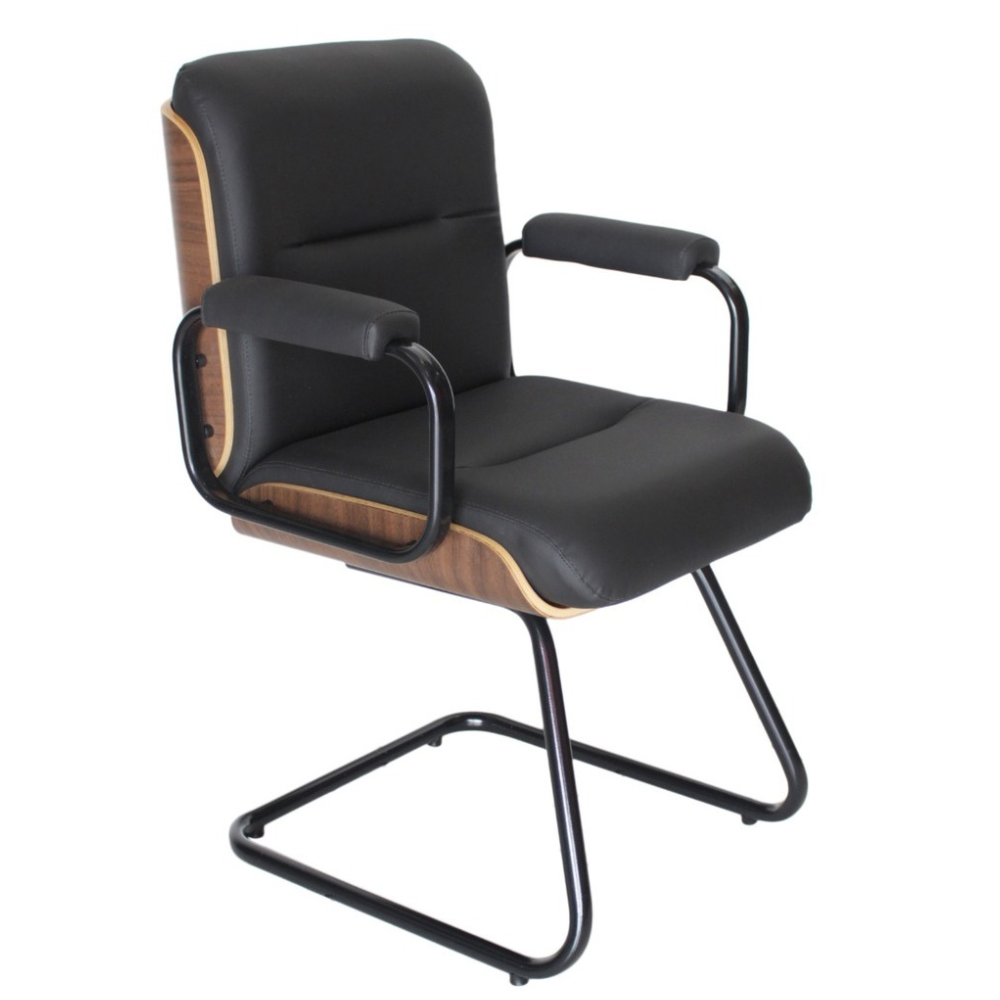 Cadeira Original Eames Diretor Fixa Linha Capa em Madeira Preto - Imagem 3