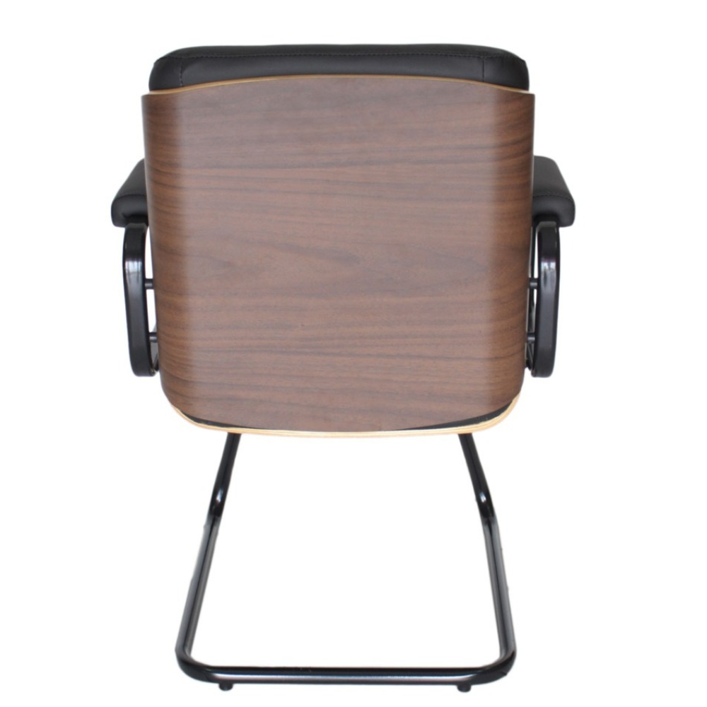 Cadeira Original Eames Diretor Fixa Linha Capa em Madeira Preto - Imagem 4