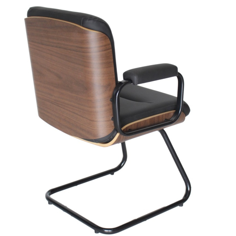 Cadeira Original Eames Diretor Fixa Linha Capa em Madeira Preto - Imagem 5
