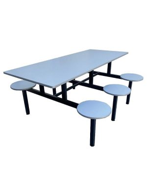 Mesa para Refeitório de 1,80 Metros para 06 lugares com Assento Fixo Linha Colombo Cinza