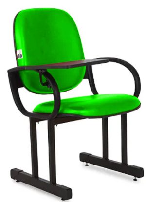 01 Cadeira Escolar para Auditório e Escolas com Prancheta Linha Dallas Auditório Verde