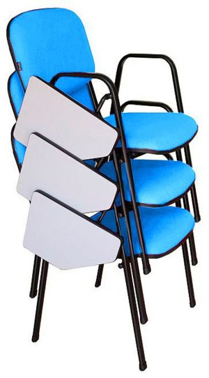 03 Cadeiras Escolar Universitária Linha Hotel Auditório Azul