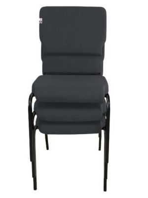 03 Cadeiras Empilhável para Igrejas Evangélicas Linha Church Cinza