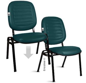 02 Cadeiras Empilhável para Igrejas Evangélicas Linha Holy Verde