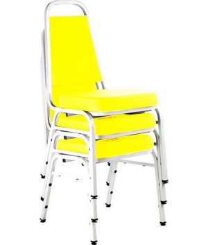 Kit com 3 Cadeiras Empilháveis Linha Hotel Plus Amarelo