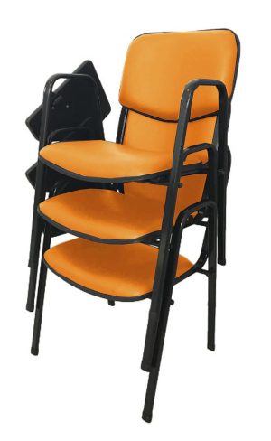 03 Cadeiras Escolar Universitária Linha Hotel Auditório Laranja