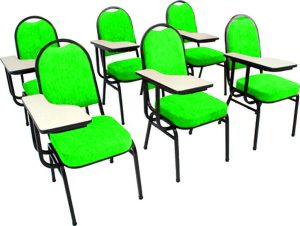 Kit com 6 Cadeiras Universitária para Auditórios Linha Hotel Verde