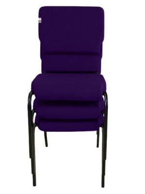 03 Cadeiras Empilhável para Igrejas Evangélicas Linha Church Roxo