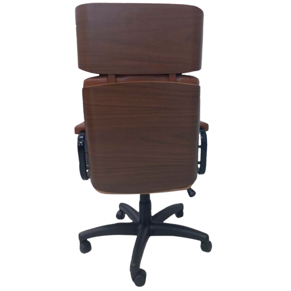 Cadeira Original Eames com Rodinhas Anti Risco Presidente Linha Capa em Madeira Cor Caramelo - Imagem 3