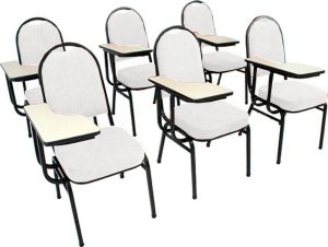 Kit com 6 Cadeiras Universitária para Auditórios Linha Hotel Branco