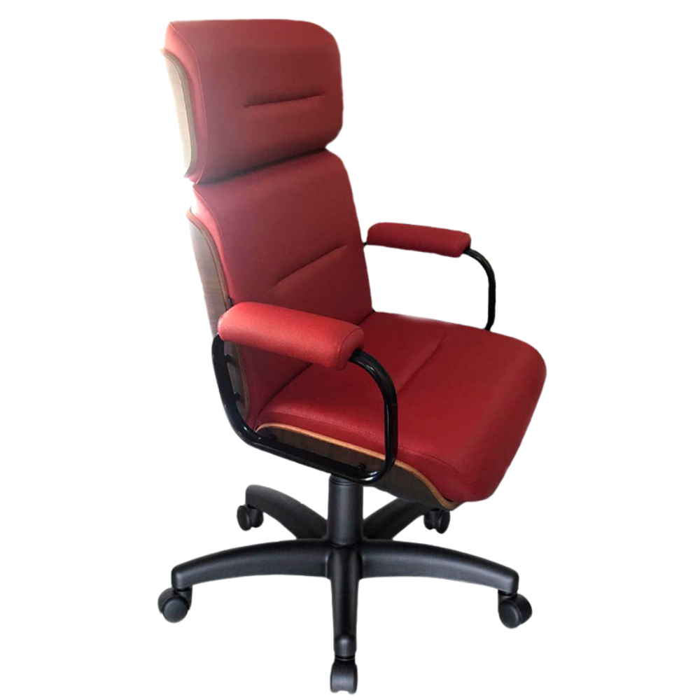 Cadeira Original Eames Presidente com Rodinhas Anti Risco Linha Capa em Madeira Cor Vermelho - Imagem 3