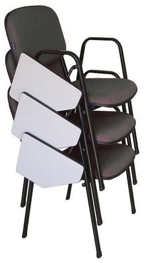 03 Cadeiras Escolar Universitária Linha Hotel Auditório Cinza