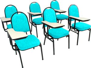 Kit com 6 Cadeiras Universitária para Auditórios Linha Hotel Verde