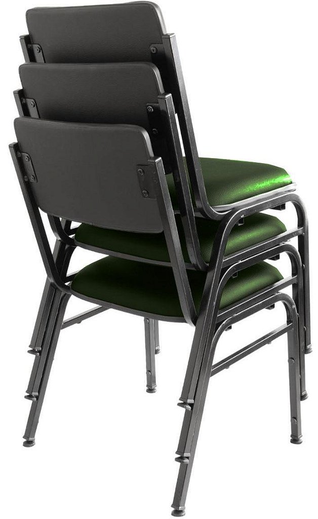 Kit com 3 Cadeiras para Auditórios Linha Hotel Smart Verde - Imagem 2