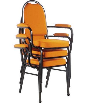 Kit com 3 Cadeiras para Auditório Linha Hotel Laranja