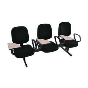 Cadeira Escolar Universitária em Longarina com prancheta para Escolas e Faculdades Linha Blenda Preto