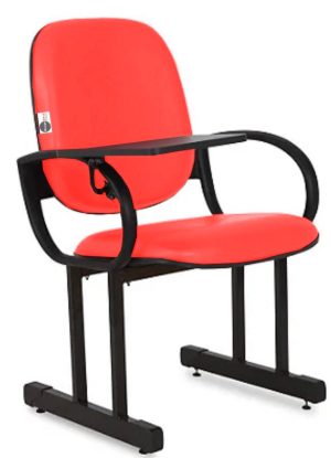 01 Cadeira Escolar para Auditório e Escolas com Prancheta Linha Dallas Auditório Vermelho