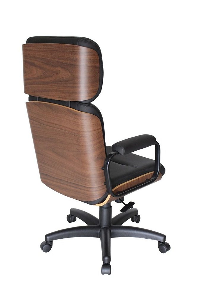Cadeira Original Eames Presidente com Rodinhas Anti Risco Linha Capa em Madeira Preto - Imagem 3