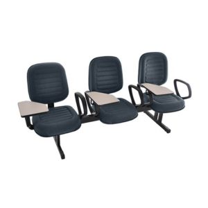 Cadeira Escolar Universitária em Longarina com prancheta para Escolas e Faculdades Linha Blenda Cinza