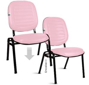 02 Cadeiras Empilhável para Igrejas Evangélicas Linha Holy Rosa