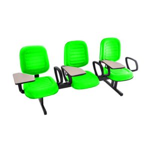 Cadeira Escolar Universitária em Longarina com prancheta para Escolas e FaculdadesLinha Blenda Verde