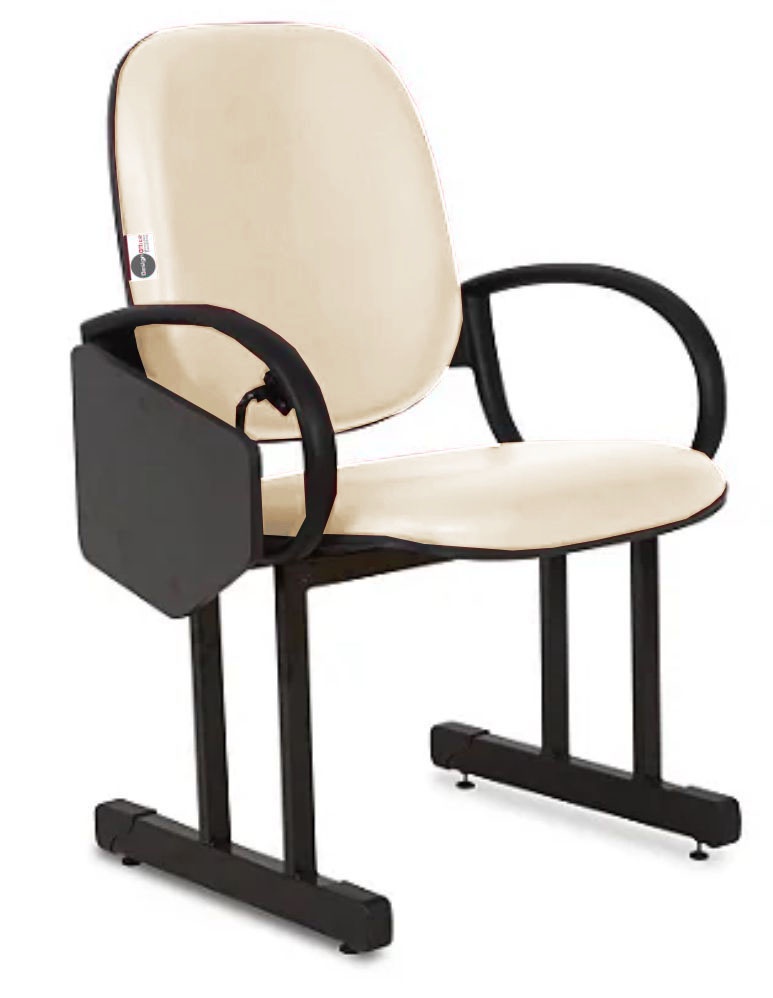 02 Cadeiras Escolar para Auditório e Escolas com Prancheta Linha Dallas Auditório Bege - Imagem 4