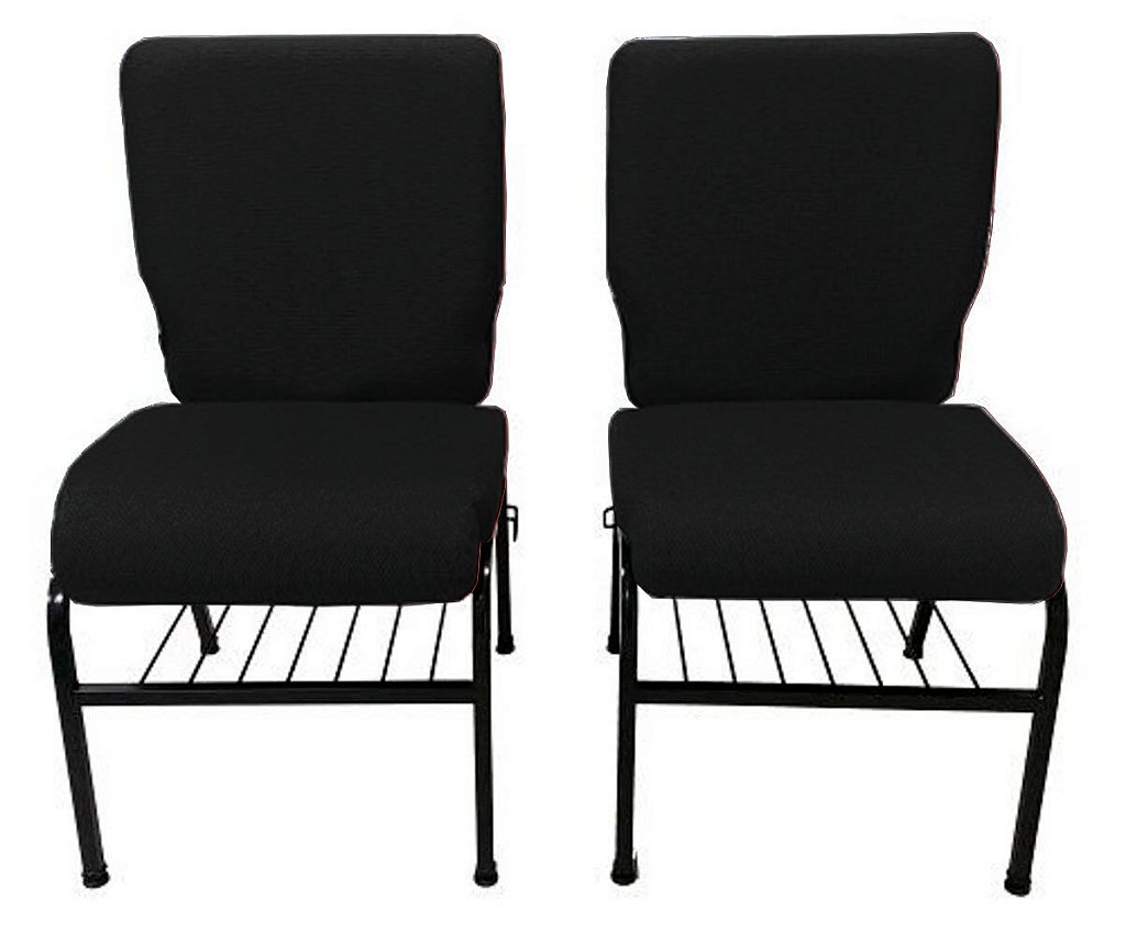 02 Cadeiras para Igrejas c/ Porta Biblía e Porta Cálice Preto - Imagem 4