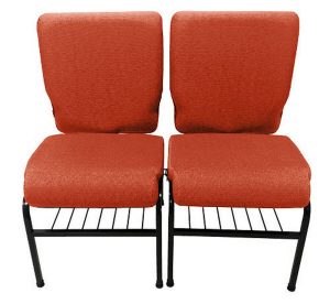 02 Cadeiras para Igrejas c/ Porta Biblía e Porta Cálice Vermelho