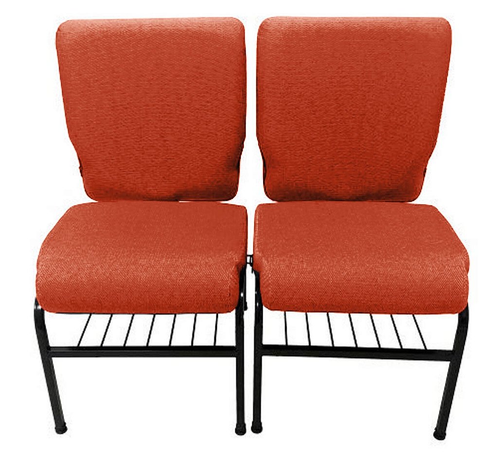 02 Cadeiras para Igrejas c/ Porta Biblía e Porta Cálice Vermelho