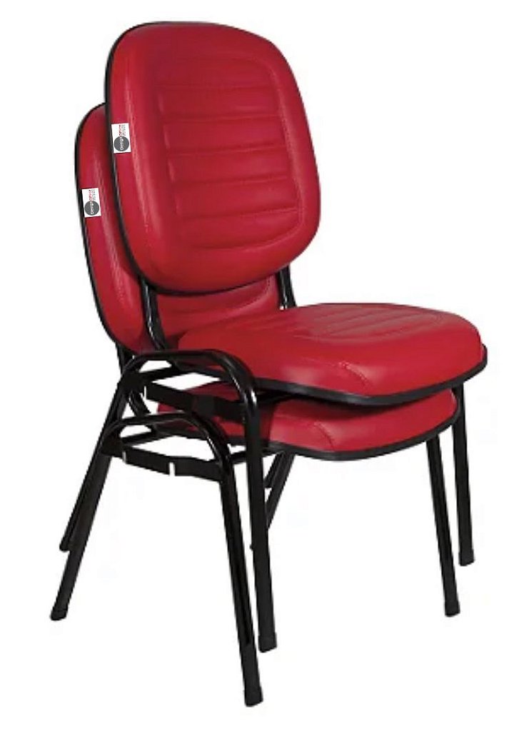 02 Cadeiras Empilhável para Igrejas Evangélicas Linha Holy Vermelho - Imagem 2