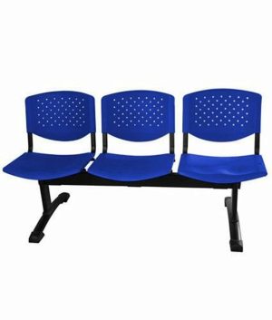 Cadeira em longarina 3 lugares Linha Polipropileno Atenas Azul