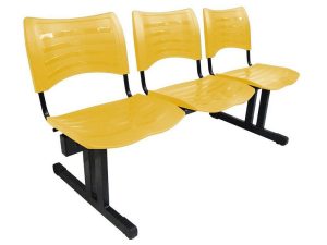 Cadeira Iso em longarina 3 lugares Linha Polipropileno Iso Amarelo