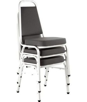 Kit com 3 Cadeiras Empilháveis Linha Hotel Plus Cor Cinza