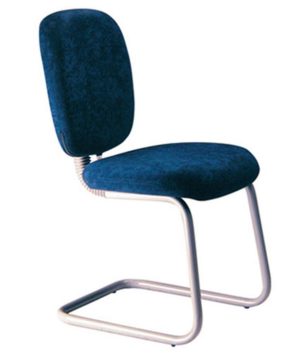 Cadeira Executiva com Braços e Base Fixa em S  Linha Lombar Azul