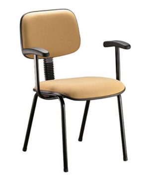 Cadeira Secretária Fixa Palito com Braços Linha Square Cor Amarelo