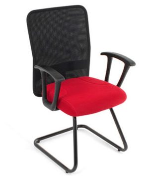 Cadeira Diretor Base Fixa Linha Tela Mesh Vermelho