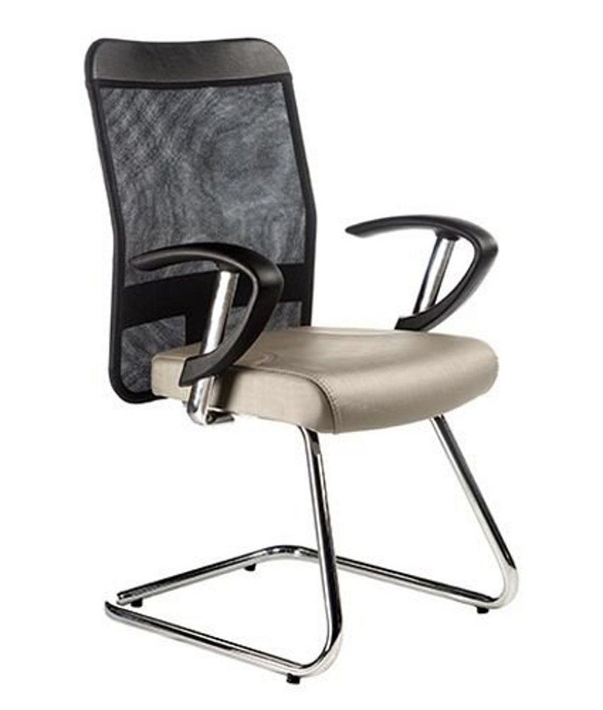 Cadeira Diretor Base Fixa Cromada Linha Tela Mesh Bege