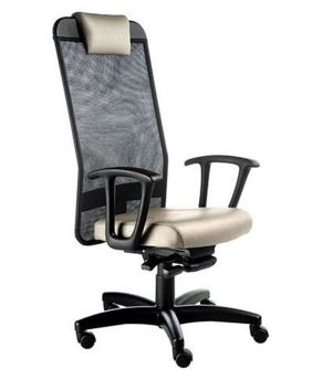 Cadeira Presidente com apoio de cabeça Linha Tela Mesh Bege