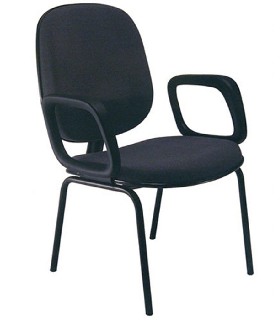 Cadeira Diretor com Braços Base Fixa com 4 pés Linha Uno Preto